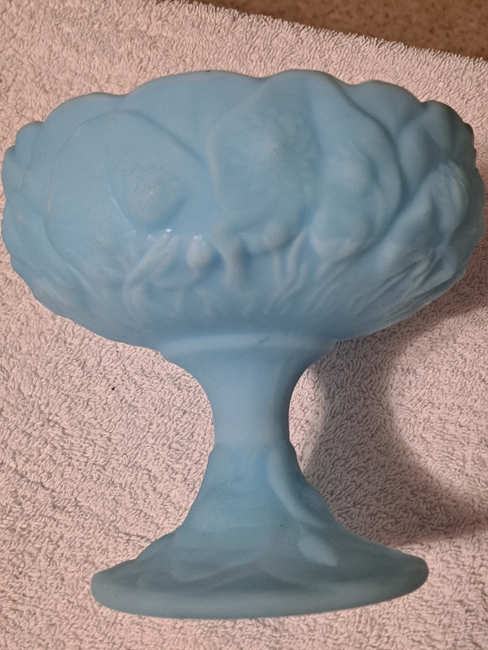 Blue Milk Glass Covered Compote Candy Dish - Picture 8 of 8